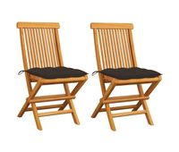 vidaxl sillas de jardin 2 uds madera de teca con cojines gris taupe