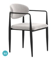 pack 4 sillones tapizados chenilla marmol con patas metalicas negras
