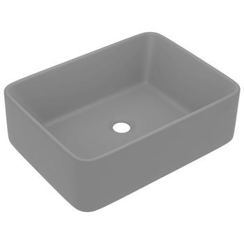 Lavabo De Baño Moderno | Lavabo De Lujo Cerámica Gris Claro Mate 41x30x12 Cm