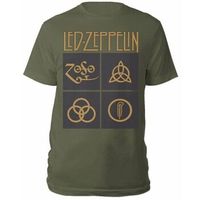 led zeppelin camiseta gold symbols in black square para mujer