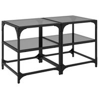 mesa de centro superficie vidrio 2 uds acero negro 40x40x45 cm vidaxl