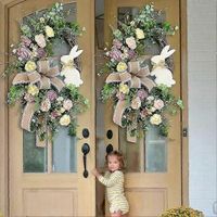 coloca una corona de pascua un letrero de bienvenida decoracion de pascua para la puerta principal