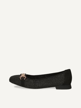 CAPRICE Ballerina, black, made of Leather and synthetic with Trapeze heel, Size 41