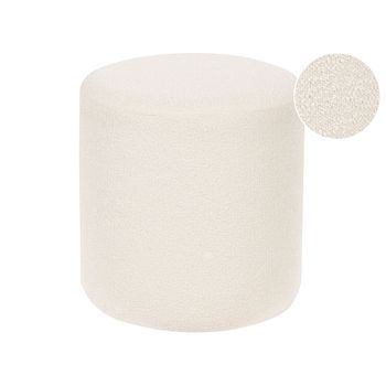 Puf Moderno Redondo Escabel Bouclé Tela Dormitorio Sala De Estar Reposapiés Blanco Moab