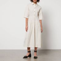 stella nova striped cotton-poplin midi dress - dk 36uk 10