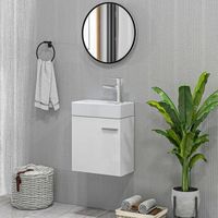mueble de bano con lavabo de mdf homcom 40x23x50 cm blanco brillante