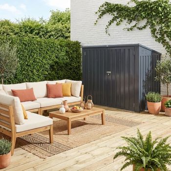 Contenedor de basura doble de acero galvanizado con 1,75m², antracita