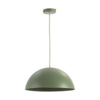 lampara techo pantalla metalica verde rugoso pendel textil