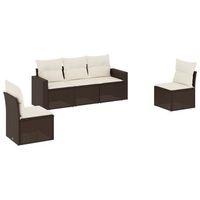 conjunto comedor jardin 5 uds  mueble jardin mesa y sillas y cojines ratan sintetico marron
