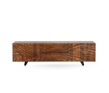 Mueble tv de 2 puertas y 2 cajones en madera maciza de mango