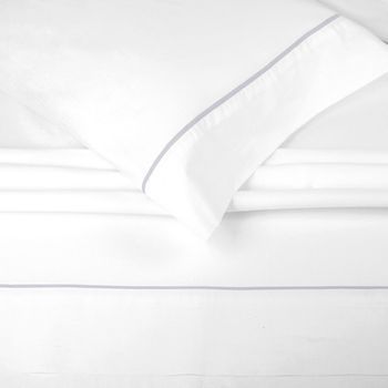 Juego De Sábanas 50% Algodón 50% Poliéster 160 X 190/200 Cm - Blanco - Burrito Blanco