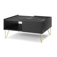 mesa de centro harmony l97 97x65x45 negro  dorado