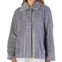 Plush Collar Button Opening Cosy Polar Bedjacket