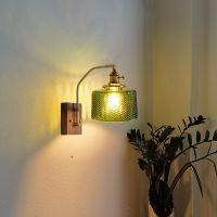 lampara de pared led de cristal moderna luz de espejo de bano de cobre interruptor de cadena iluminacion del hogar para dormitorio aplique de madera luminaria