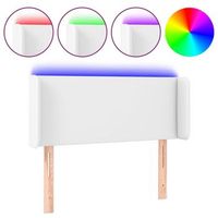 cabecero con led cuero sintetico blanco 93x16x7888 cm