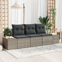 juego de sofas de jardin  de 3 piezas con cojines gris de ratan sintetico v5059 unico  gris