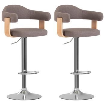 Taburetes De Bar 2 Unidades Gris Taupe Madera Curvada Y Tela Vidaxl