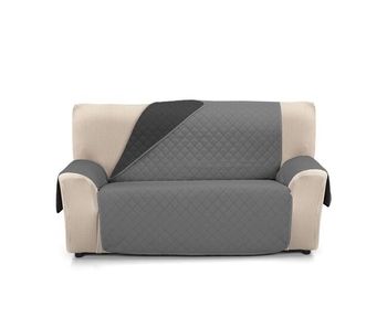 Cubre sofá acolchado reversible 4 plazas donegal collections nina antracita / negro