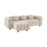 sofa de borreguito texturizado esquinero reversible 4 plazas beige