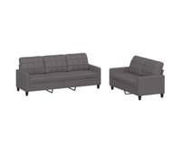 vidaxl juego de sofas con cojines 2 piezas cuero sintetico gris