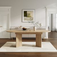 mesa de comedor extensible ovalada efecto roble para 4-6 pers