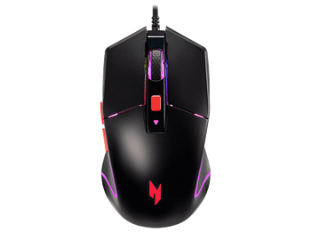 Ratón gaming - Acer Nitro Mousse 100, Con cable, 7200 DPI, 6 botones, Ambidiestro, Negro