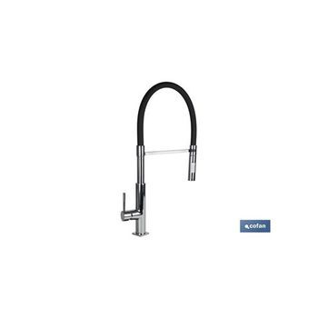 Grifo Cocina Monomando Tubo Flexible Negro 25mm Modelo Nyassa