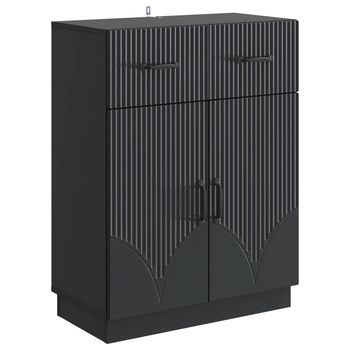 Aparador Con Cajón Negro 66 X 34,5 X 87 Cm Madera De Ingeniería Vidaxl