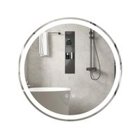 costway espejo redondo iluminado led de 60 cm espejo de bano montado en la pared con brillo ajustable control tactil