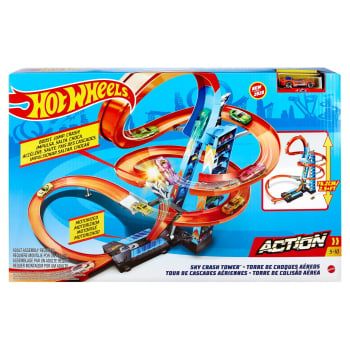 Hot Wheels - Torre de Choques Aéreos, pista para coches de juguete