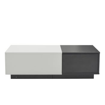 Mesa De Centro - Con 2 Cajones - De Aglomerado - Blanco Y Gris