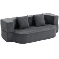 homcom sofa cama de suelo sin armazon con espuma gruesa de alta densidad asiento amplio y profundo gris oscuro   aosom espana