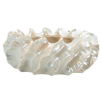 Jarrón De Cerámica Color Perla Ø 43x16 Cm