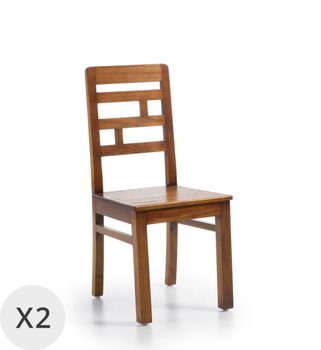 Set de 2 sillas de madera marrón