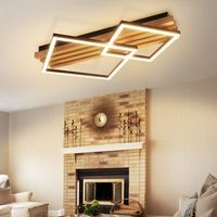 nettlife lampara de techo led de madera regulable 55 cm cuadrada para dormitorio moderna geometrica 36 w para sala de estar con control remoto