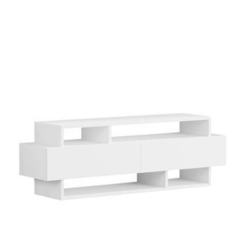 Mesa Tv 125 Cm. Con 2 Puertas Abatibles. Color Blanco. (alto 42 Cm/ancho 125 Cm/fondo 32 Cm)