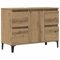 mueble de lavabo madera ingenieria roble artisan 80x33x60 cm vidaxl