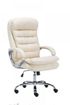 Silla de oficina giratoria regulable en simil cuero crema