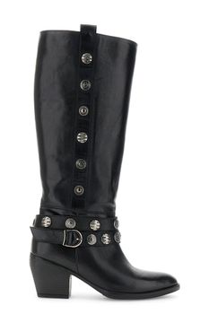botas de piel con botones decorativos black 37