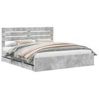 estructura de cama gris concreto 180 x 200 cm madera ingenieril vidaxl