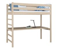 cama alta de roble con escritorio n01 roble blanqueado