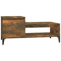 mesa de centro con espacio de almacenamiento diseno industrial rustico 100 x 50 x 45 cm madera de ingenieria marron y metal dec038326