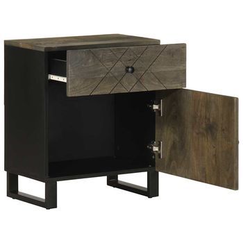 Mesita De Noche | Mesilla De Noche Madera Maciza De Mango Negra 50x33x60 Cm