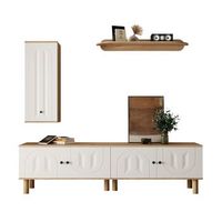 mueble de tv - unidad de pared de 3 piezas - compuesto por un aparador alto armarios y un estante de pared - blanco