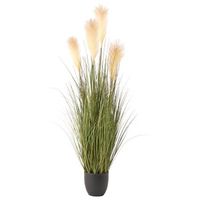 planta artificial en maceta para interior decoracion de plastico con maceta negra 120 cm hojas verdes y flores blancas de junco cortaderia grass