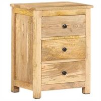 mesita de noche con 3 cajones 45 x 35 x 60 cm madera mango dec033020