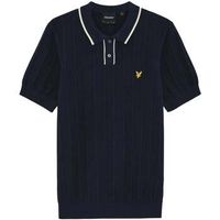 lyle  scott tops y camisetas pique tipped knitted polo shirt dark navy para hombre