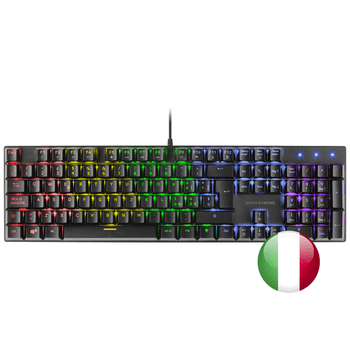 TECLADO MECANICO MARS GAMING MK422 EN ITALIANO BLACK SWITCH MARRON PR DE 100Hz ANTI-GHOSTING AVANZADO ILUMINACION RGB
