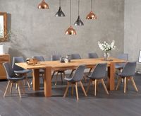 madrid 200cm oak extending dining table with duke fabric chairs