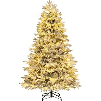 Arbol De Navidad Nevado Con Luces 215cm, Costway Arbol De Navidad Con Luces Incorporadas